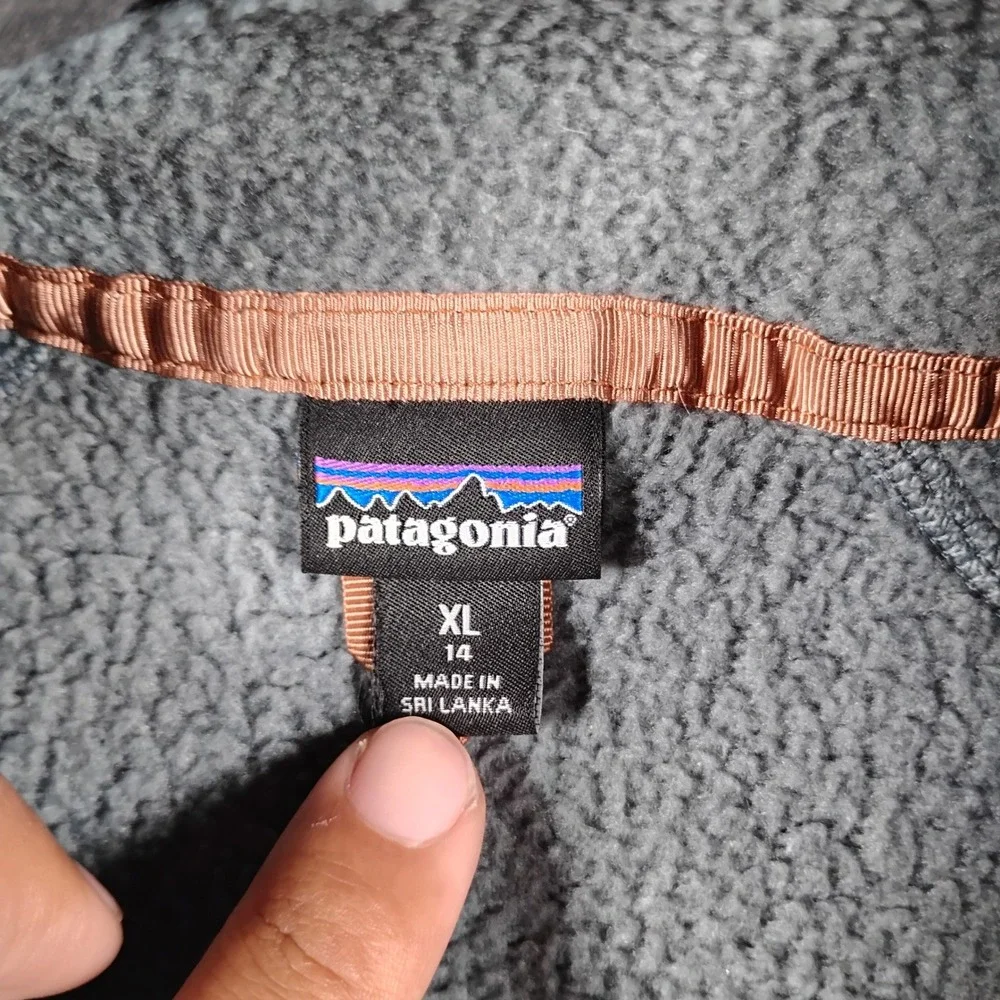 Patagonia Kids Retro Pile Fleece Jacket XL 14 Grey Full Zip 65411 FA22 PLGY